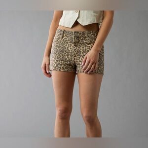 American Eagle Leopard Print Jean Shorts NWT